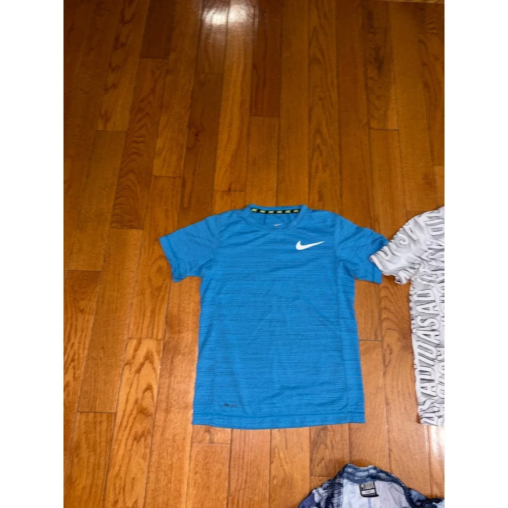 Bundle 3 Nike Adidas NBA Kids S Activewear Bundle Blue Camo Logo Shirts Shorts